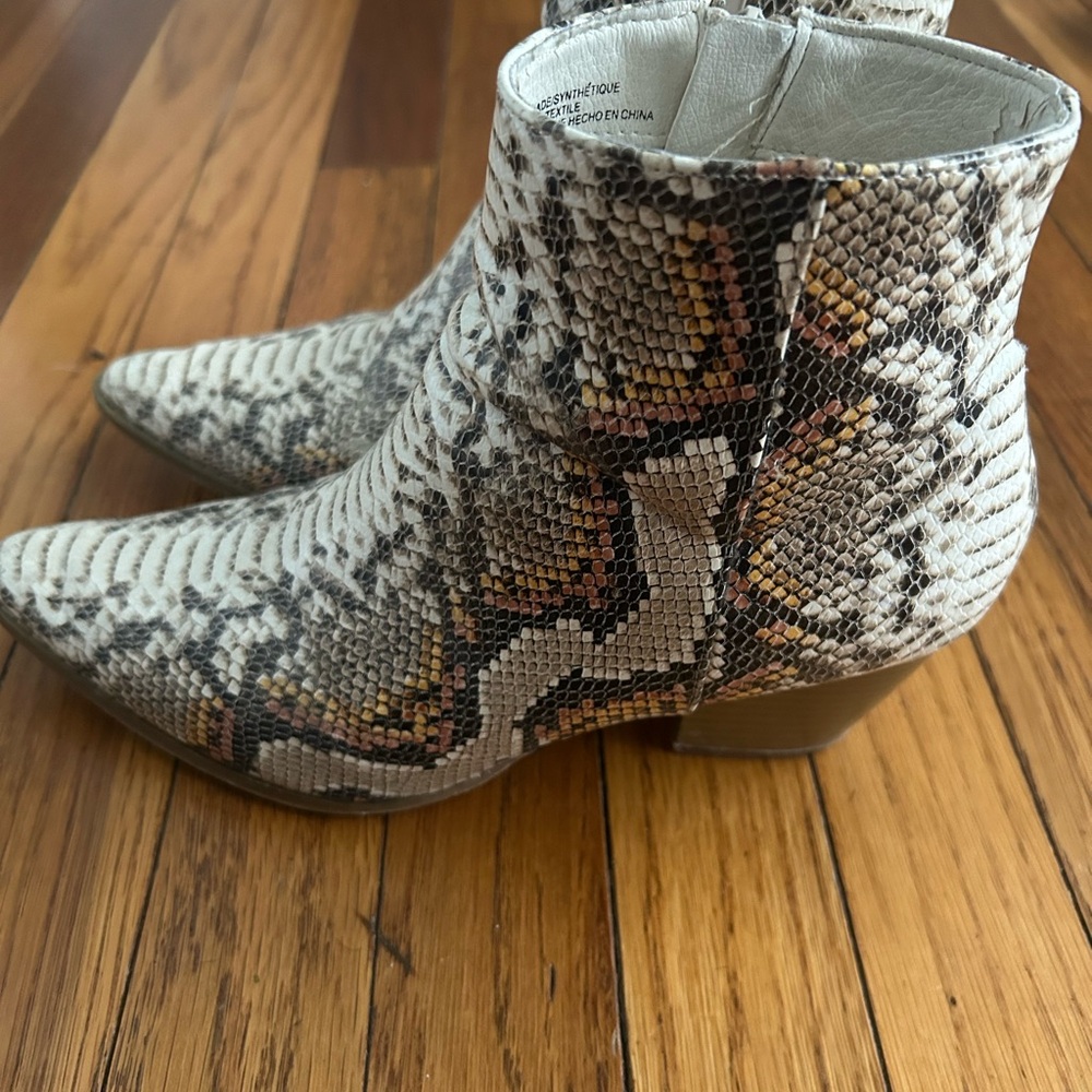 Matisse Cream and Orange Ankle Boots Modern Silhouette